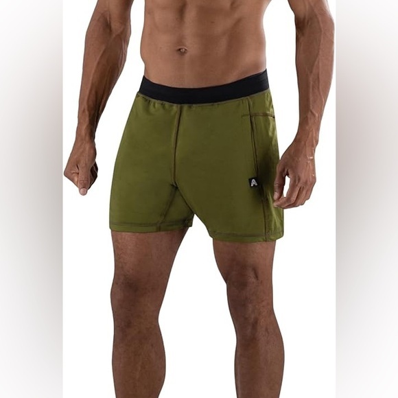 Olive Green Men's Athletic Shorts‎ - Picture 1 of 7